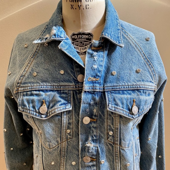 Free People Night After Night Studded Denim Jacket